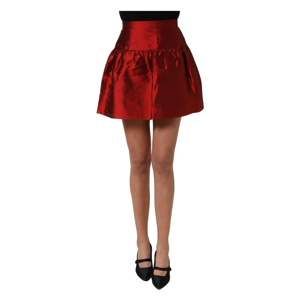 Dolce & Gabbana Red Short Skirts, Female, Xl, High Waist A-Line Mini Skirt