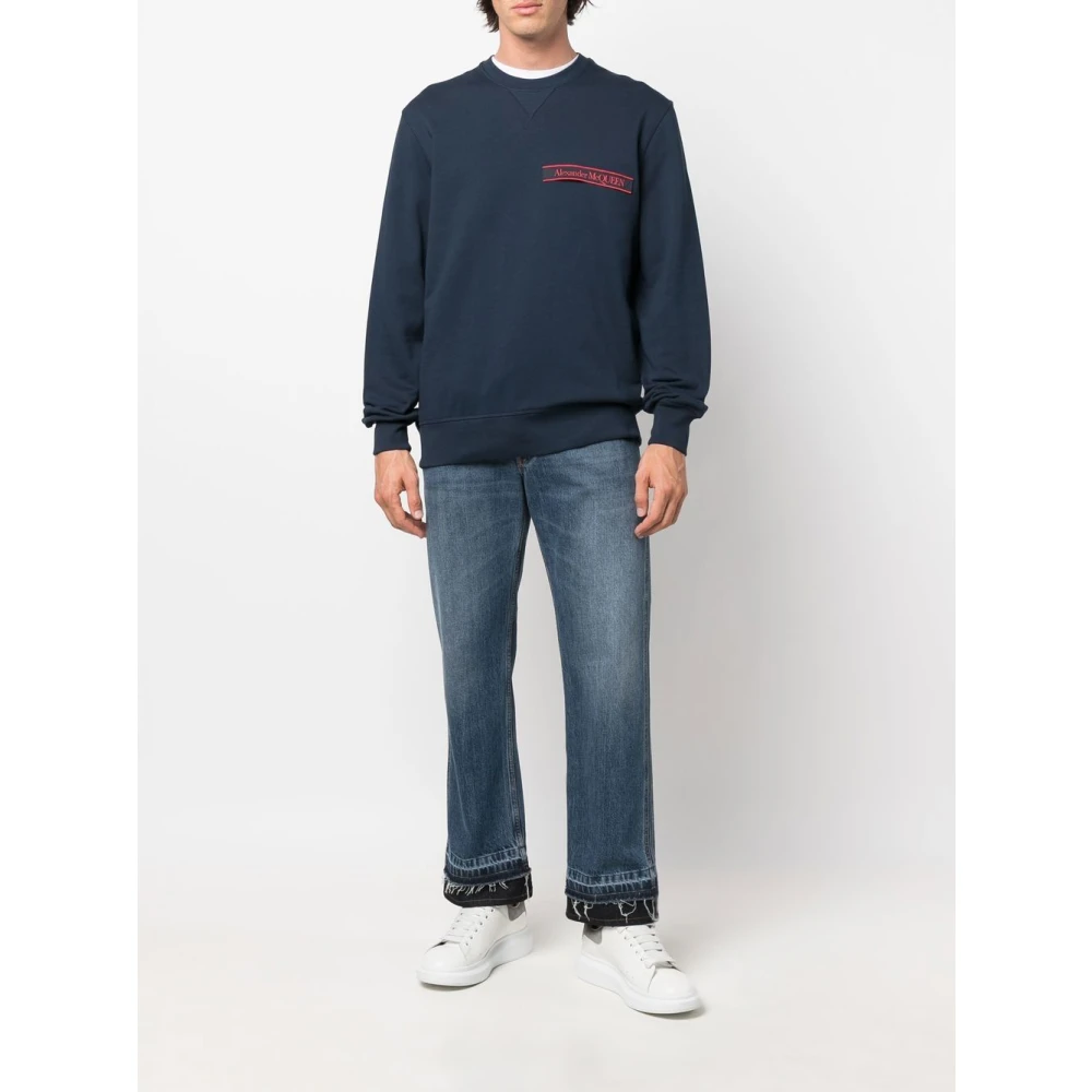 alexander mcqueen Blauwe Whiskered Cropped Jeans Blue Heren