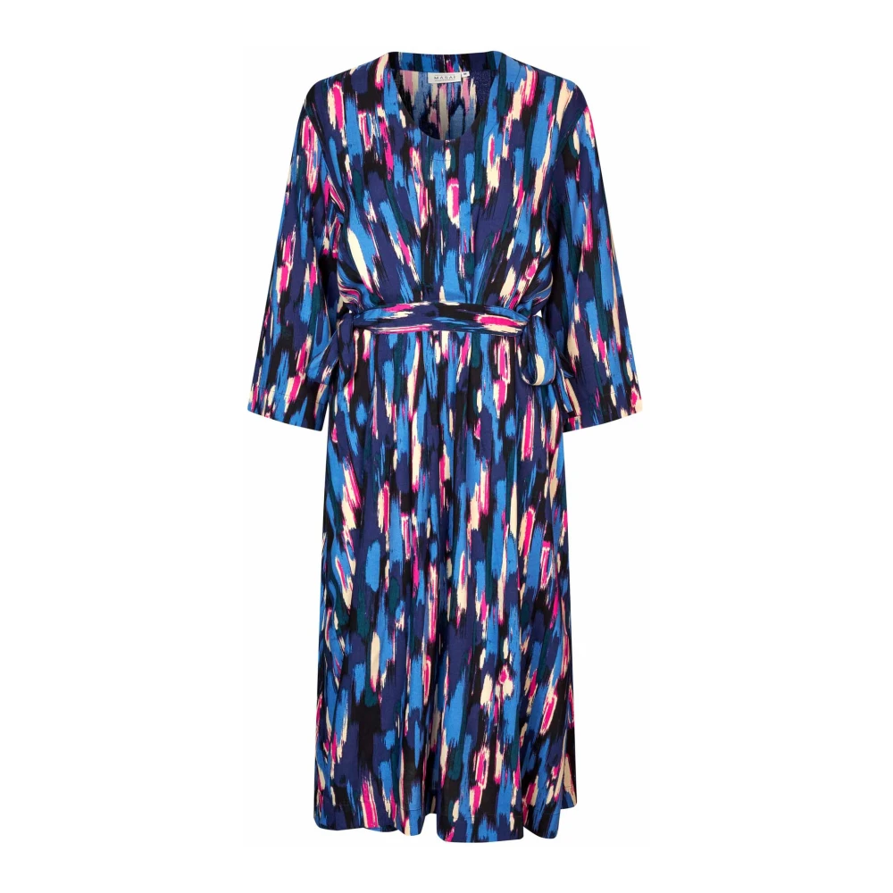 Masai Blauwe V-hals Jurk Maneith Stijl Multicolor Dames