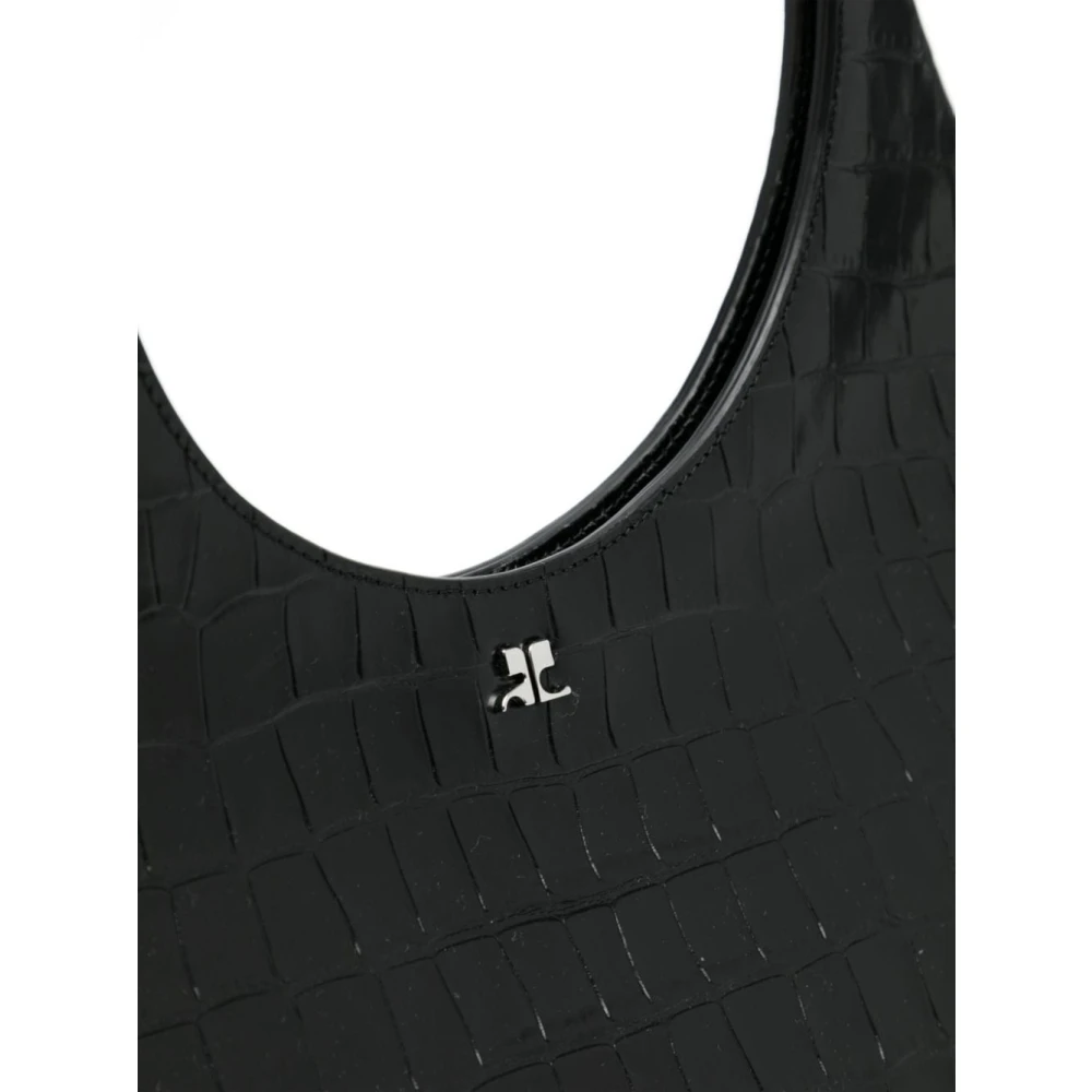 Courrèges Geëtste Krokodileffect Zwarte Tas Black Dames