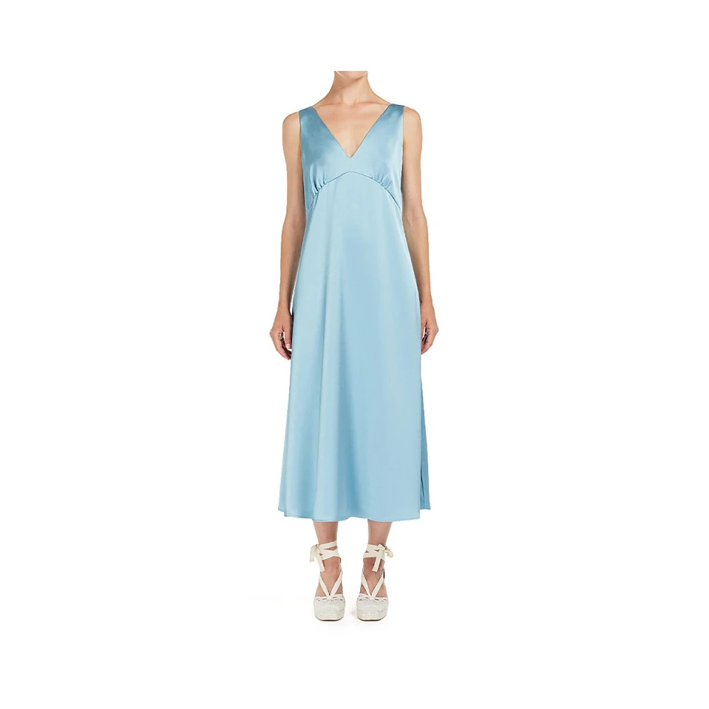 Max Mara Weekend Vloeibare Satijnen Jurk met Stola Gambero Blue Dames
