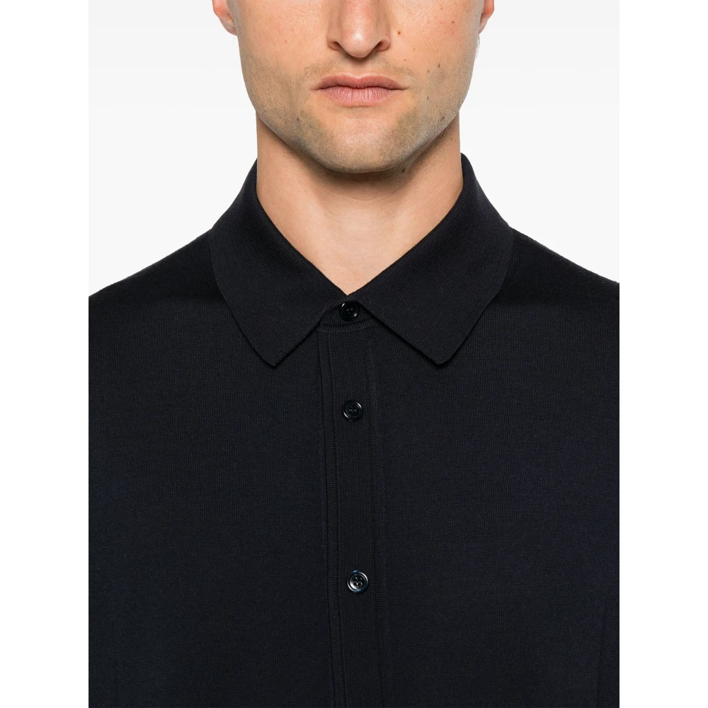 Brioni Luxe Wol Polo Shirt Blue Heren