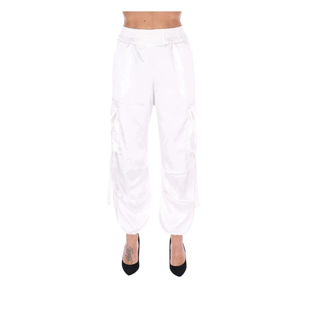 Disclaimer Satin Cargo Broek Wit Zachte Pasvorm White Dames