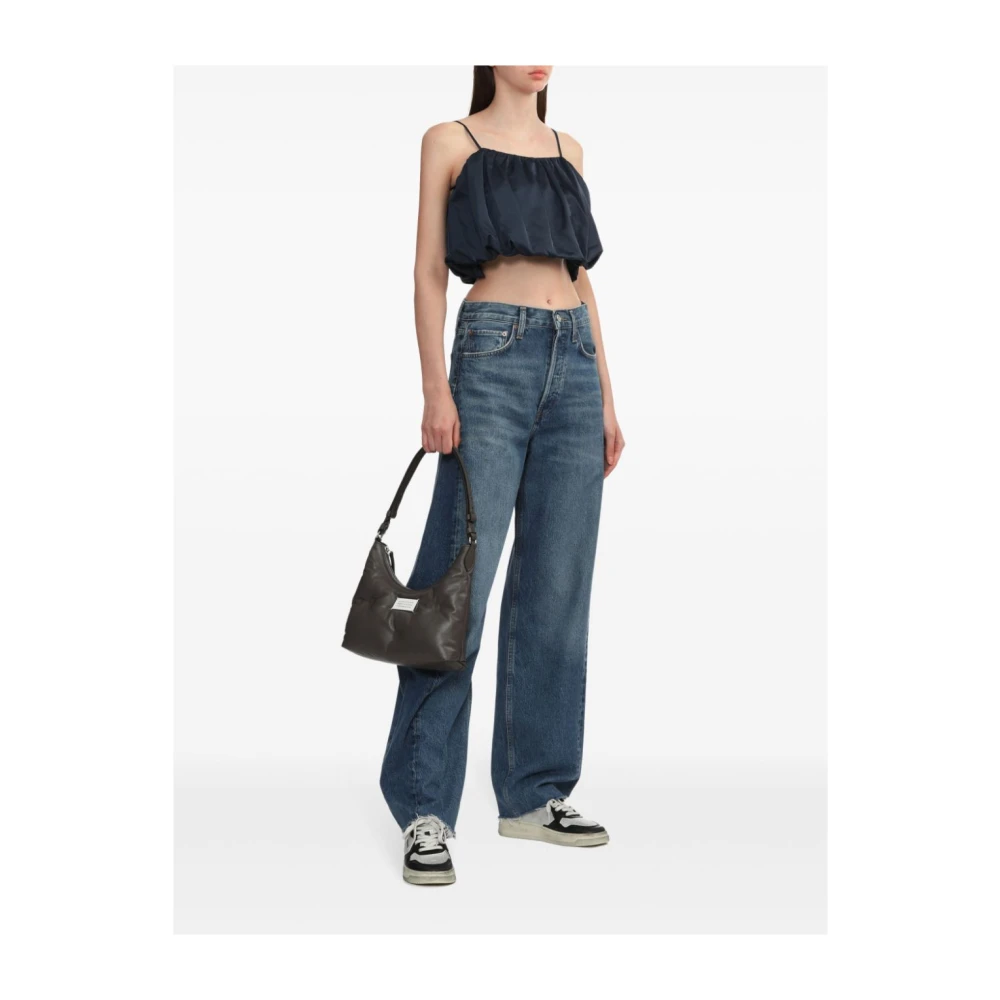 Agolde Blauwe Denim Straight Leg Jeans Blue Dames