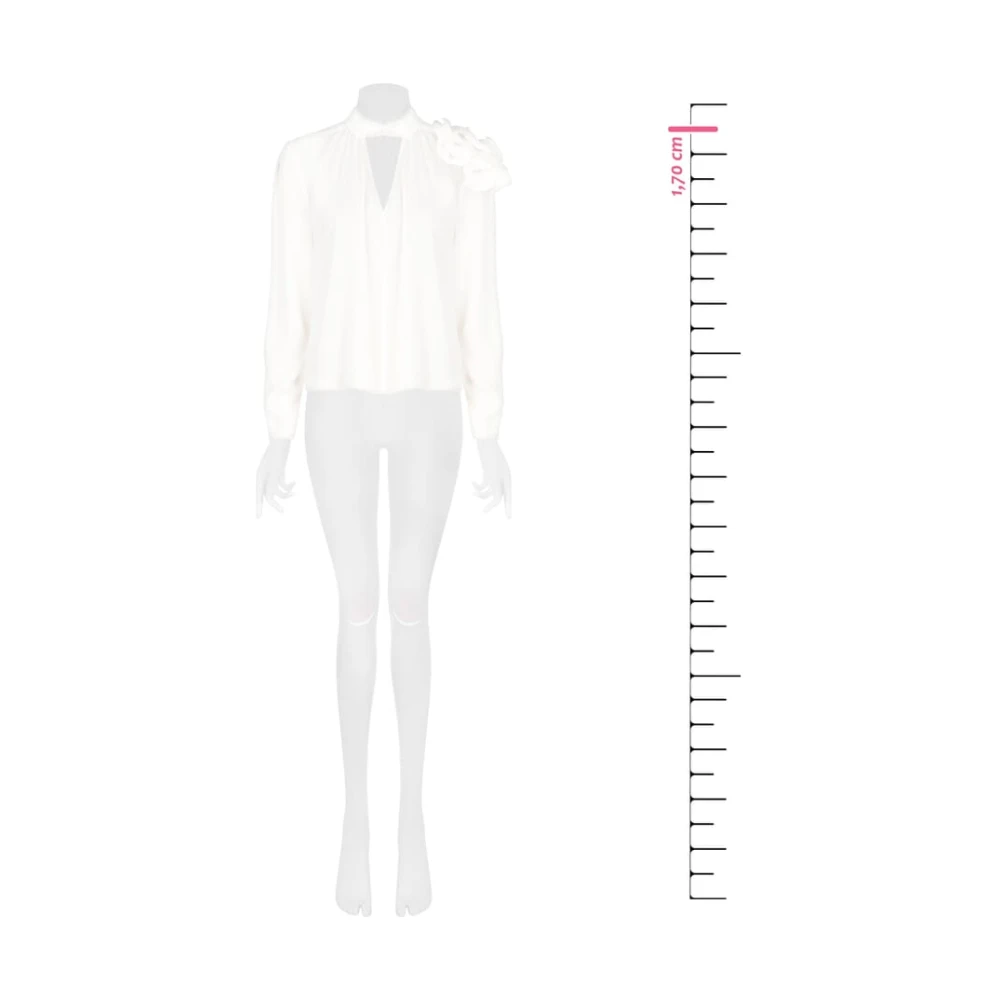 RINASCIMENTO Georgette blouse met roos en V-hals White Dames
