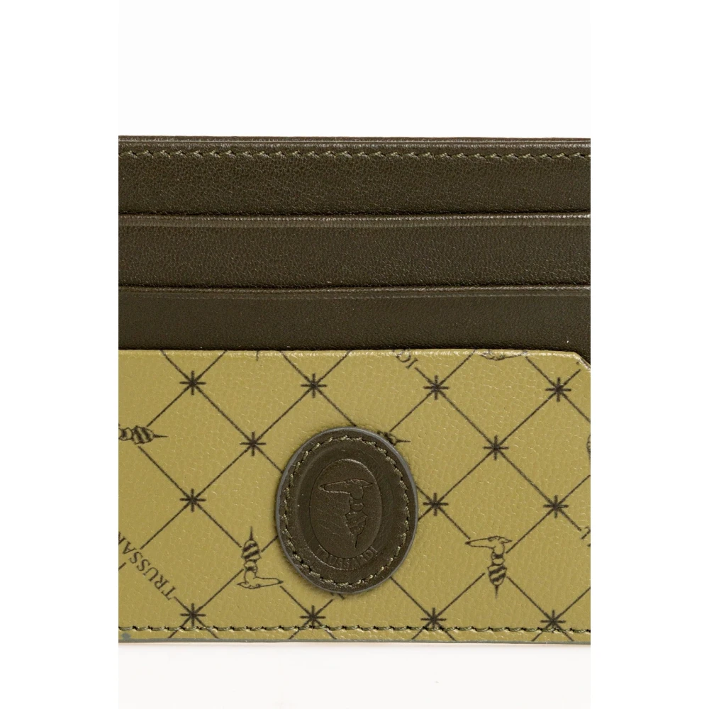 Trussardi Leren kaarthouderportemonnee met voorlogo Green Heren