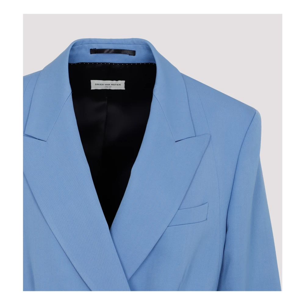 Dries Van Noten Wol Beno Lichtblauw Jack Blue Dames