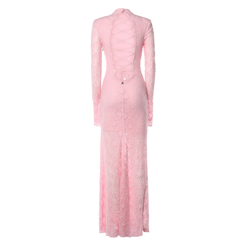 Rotate Birger Christensen Roze Kanten Jurk met Lange Mouwen Pink Dames