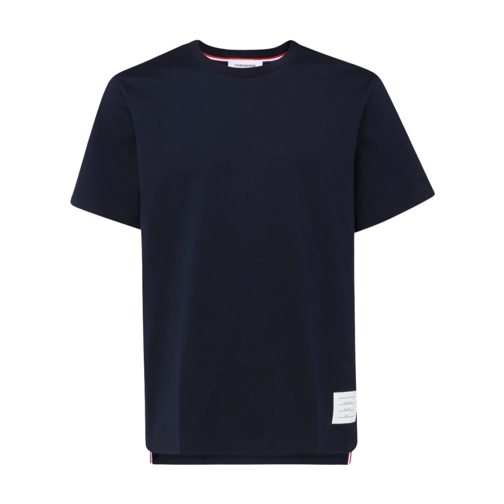 Thom Browne Blauw Katoenen T-shirt met Logopatch Blue Heren