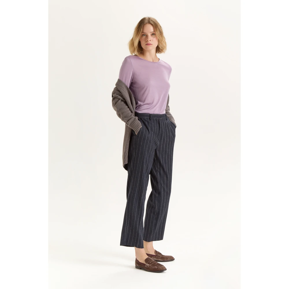 Maliparmi Gestreepte Broek Gray Dames