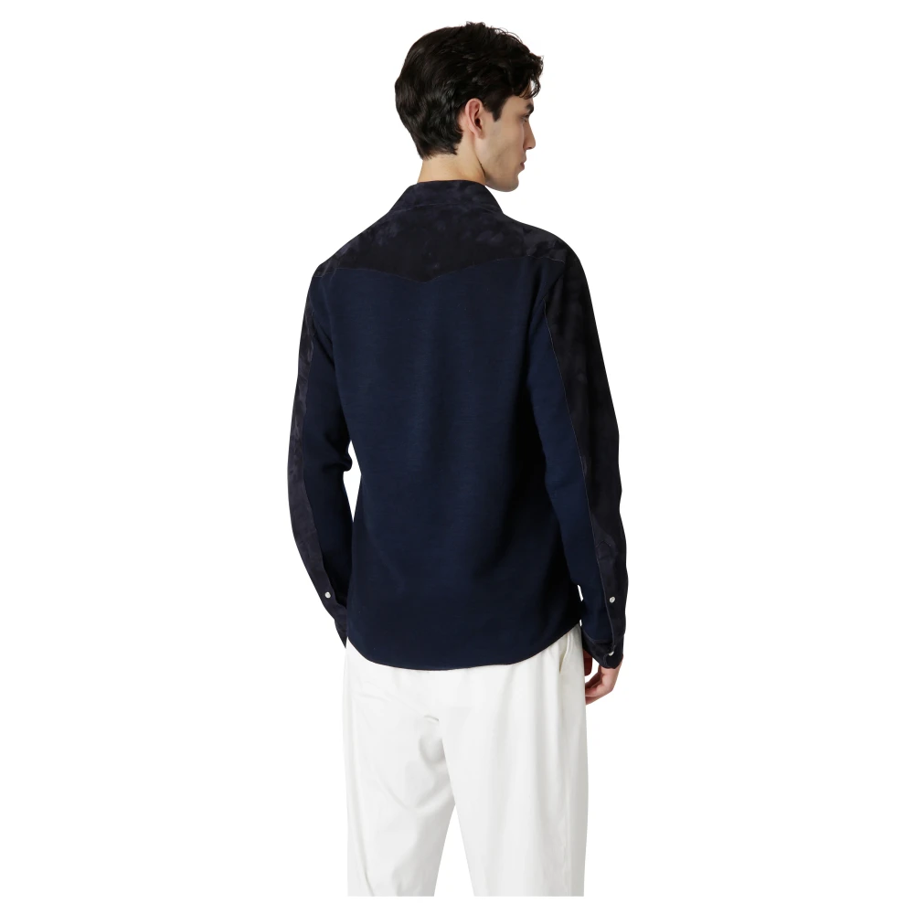 Eleventy Suède en Jersey Jas Blue Heren