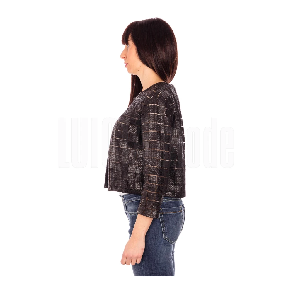 Suprema Suède Jas met Vierkant Patroon Black Dames