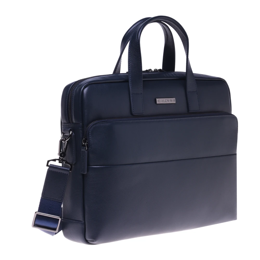 Baldinini Professional bag in blue leather and nylon Blue Heren