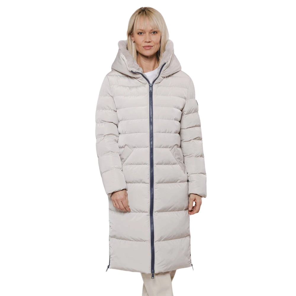 Rino&Pelle Hooded Faux Fur Coat Beige Dames