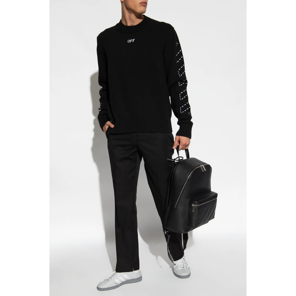 Off White Trui met logo Black Heren