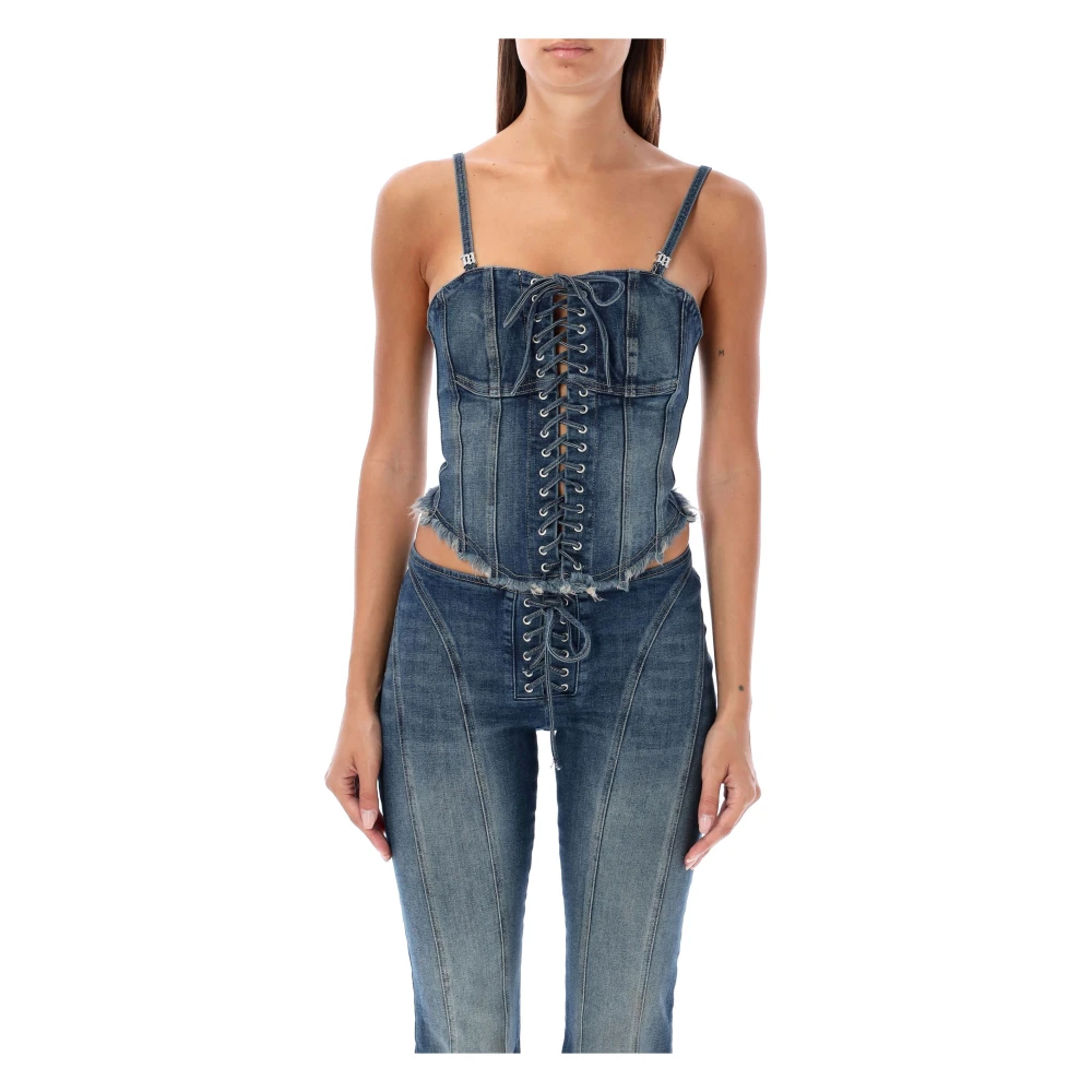 Misbhv Blauw Denim Korset Topwear Blue Dames