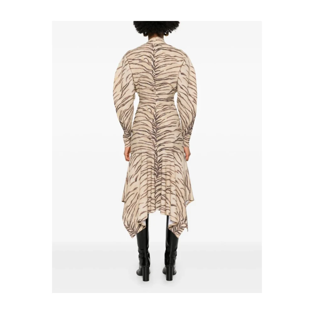 Stella Mccartney Beige Asymmetrische Jurk Achterrits Multicolor Dames