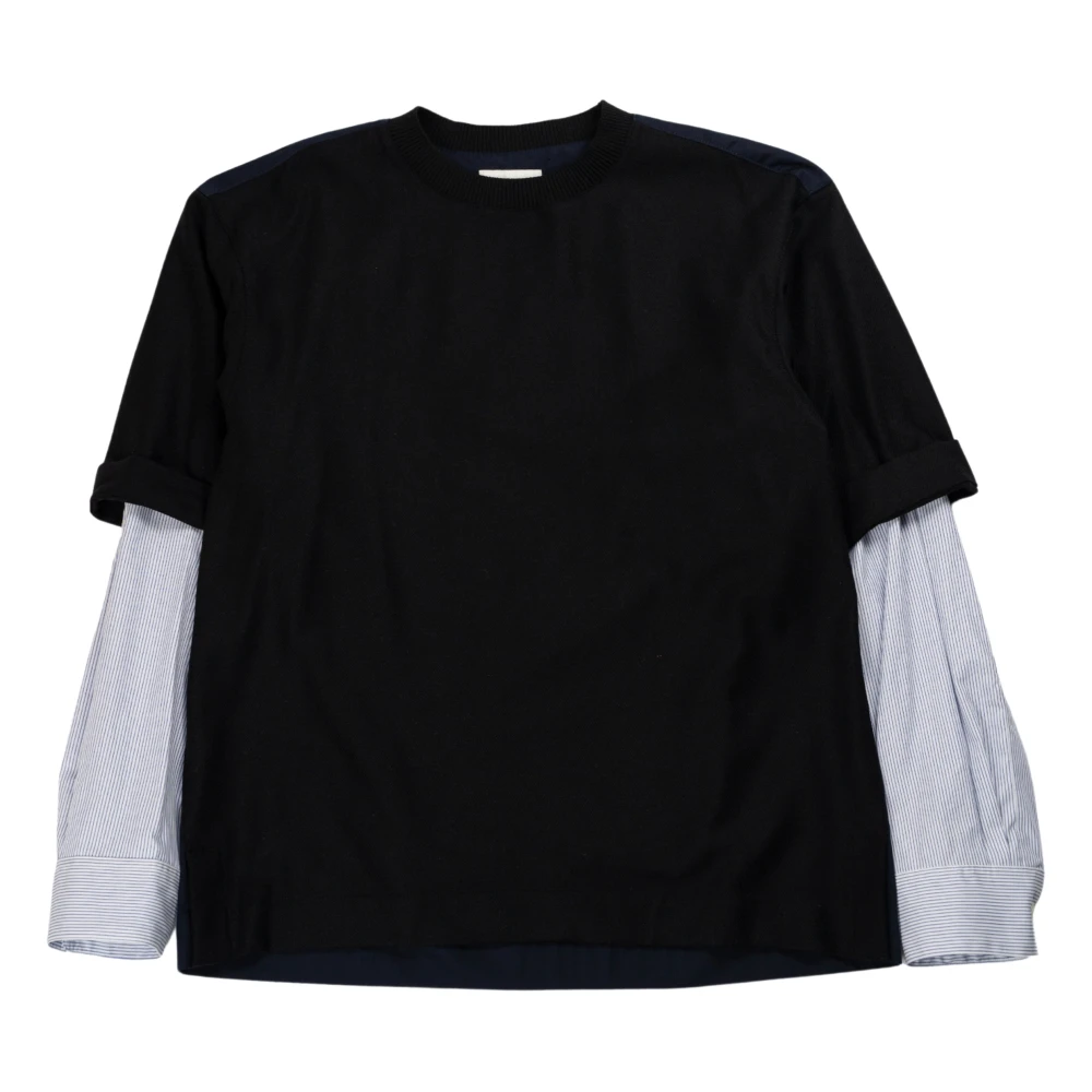 Dries Van Noten Zwarte Dubbele Mouw Shirt Black Heren