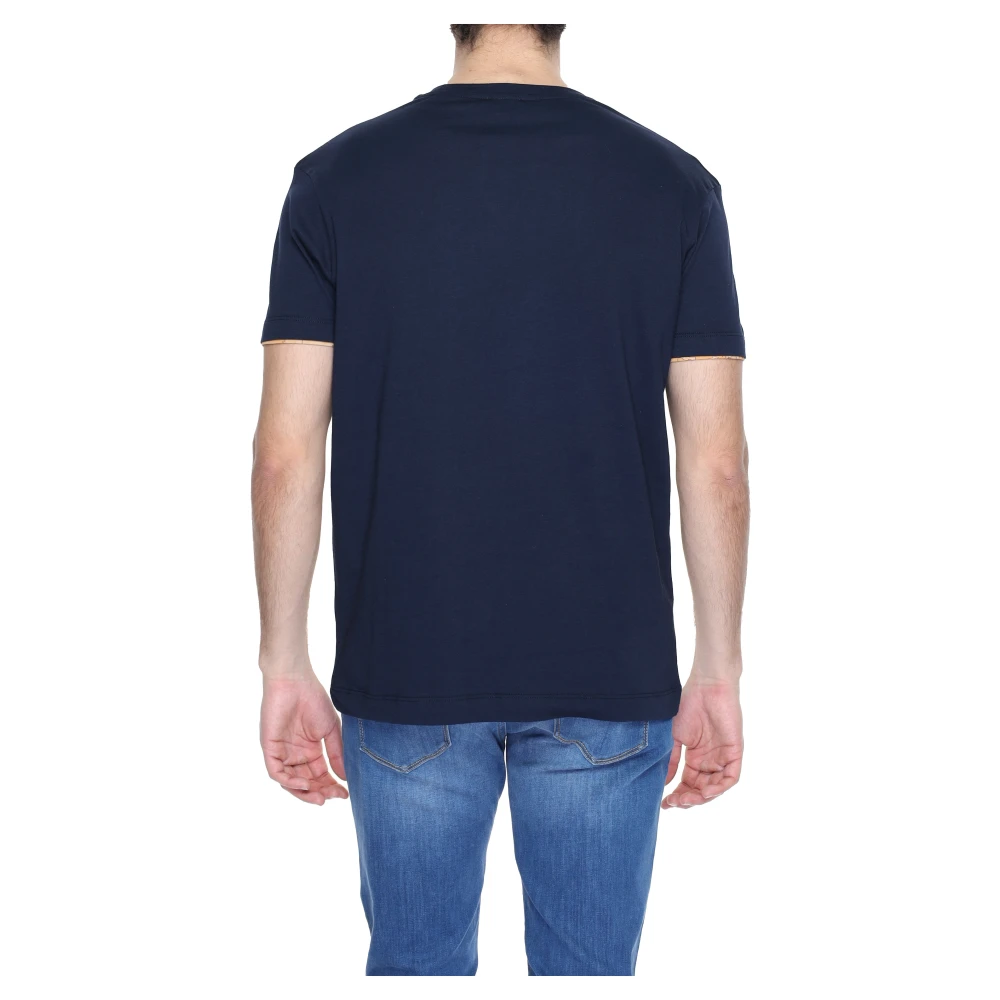 Alviero Martini 1a Classe Blauw Katoenen T-shirt Korte Mouwen Ronde Halslijn Blue Heren