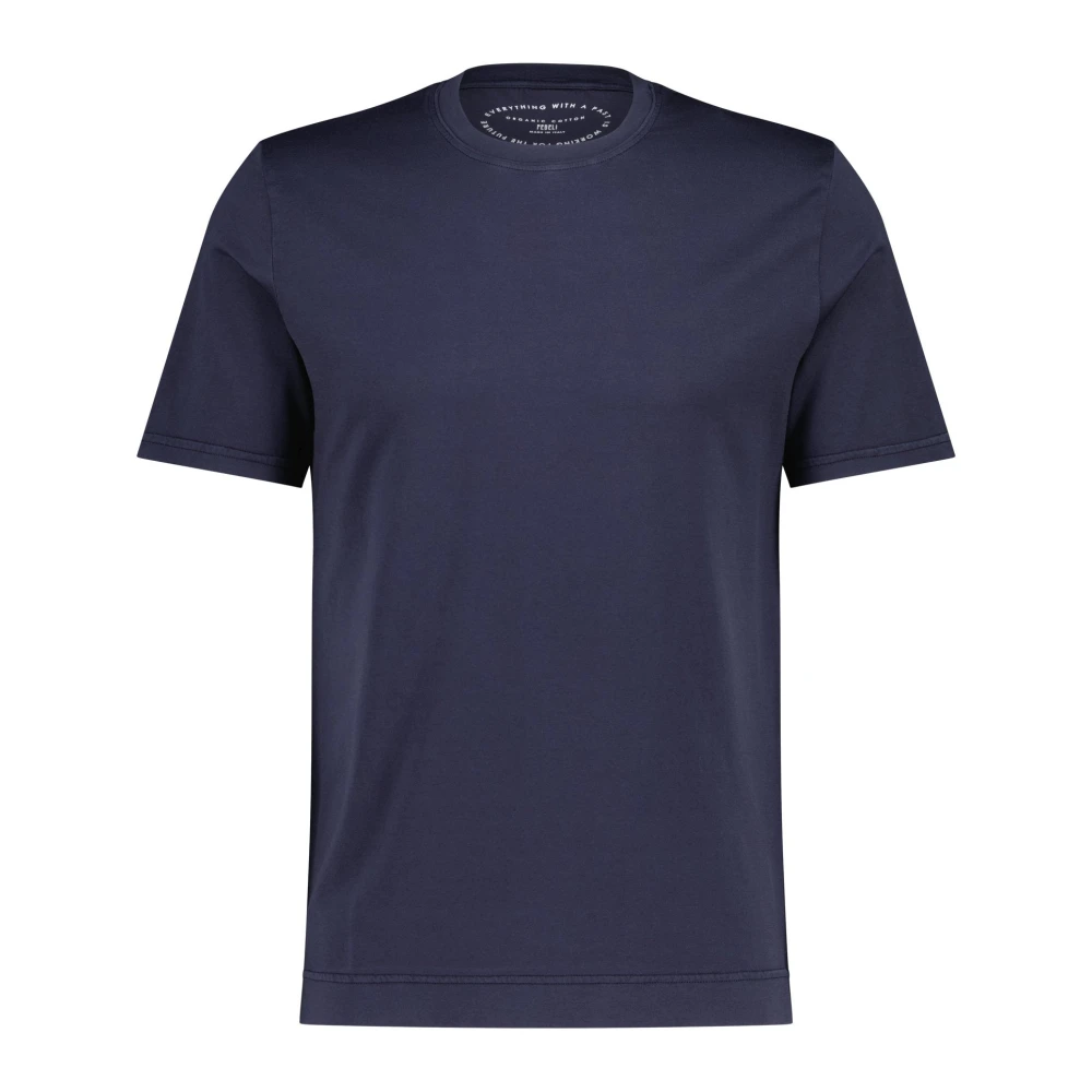 Fedeli Katoenen T-shirt Gemaakt in Italië Blue Heren
