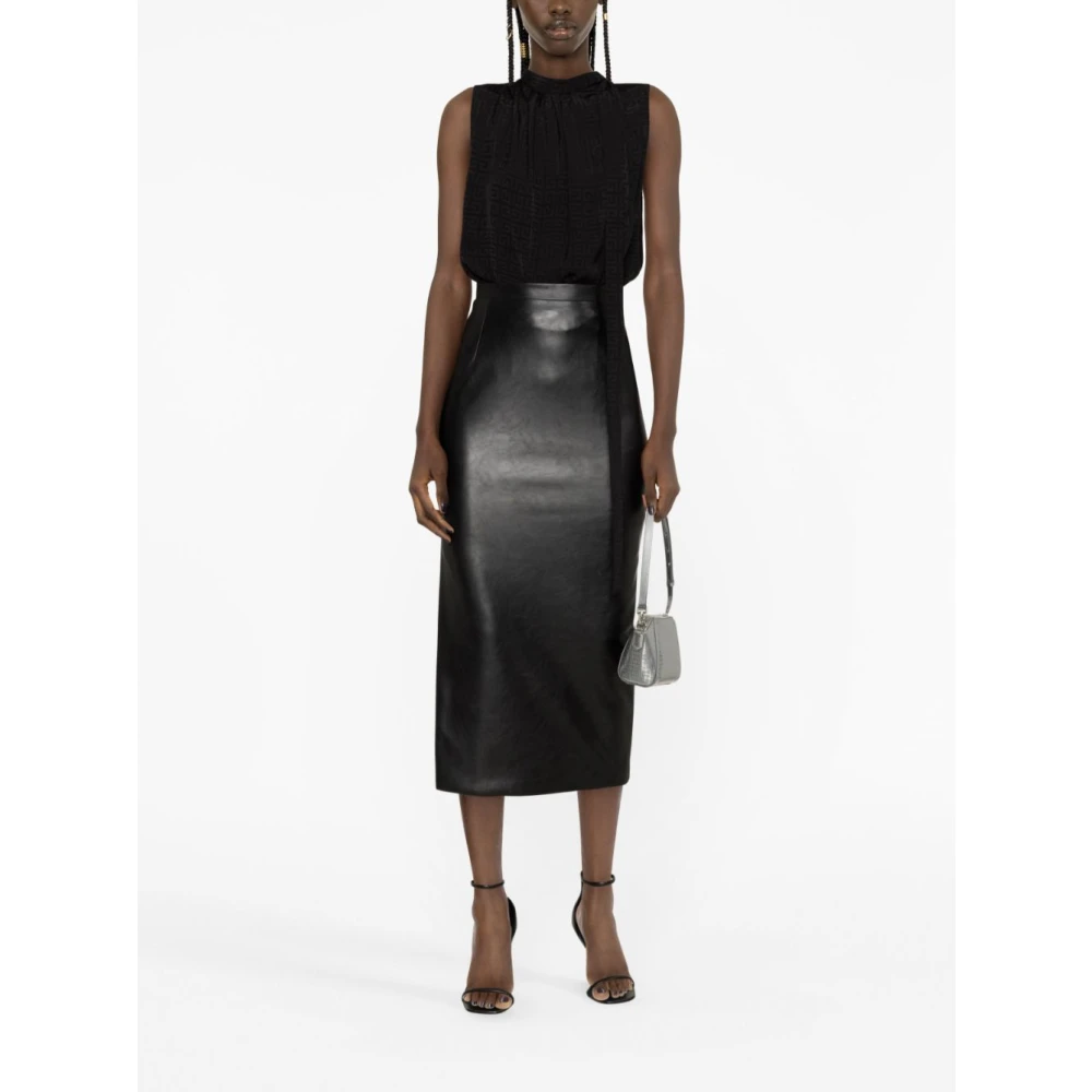 Givenchy Zwarte Jacquard 4G Mouwloze Top met Lavallière Black Dames