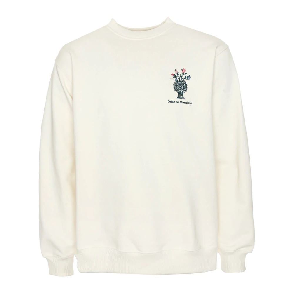 Drole de Monsieur Vase Sweatshirt Stitching Relaxed Fit Beige, Herr