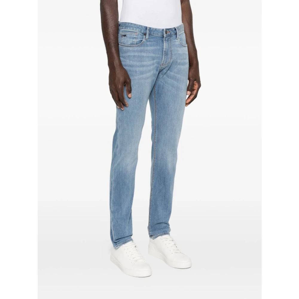 Emporio Armani Men's Blue J06 Slim-Fit, Washed, 11.5-Oz Comfort-Denim Jeans - Image 3