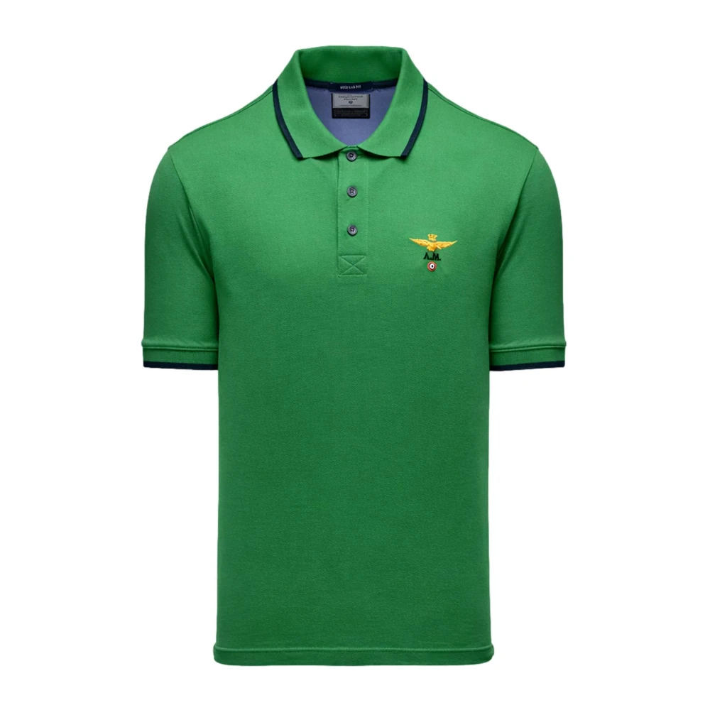 Aeronautica Militare Men's Green Polo Shirts, Xl, Polo In Piqué Di Cotone