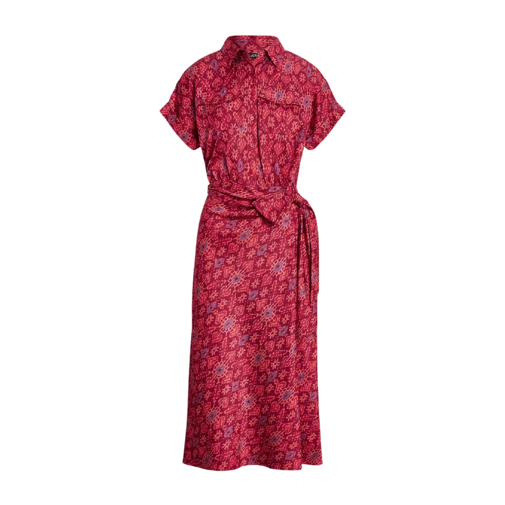 Ralph Lauren Midi jurk met geometrisch motief Pink Dames