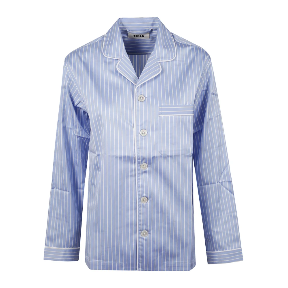 Tekla Women's Blue Shirts, S, Sateen Pyjamas Shirt