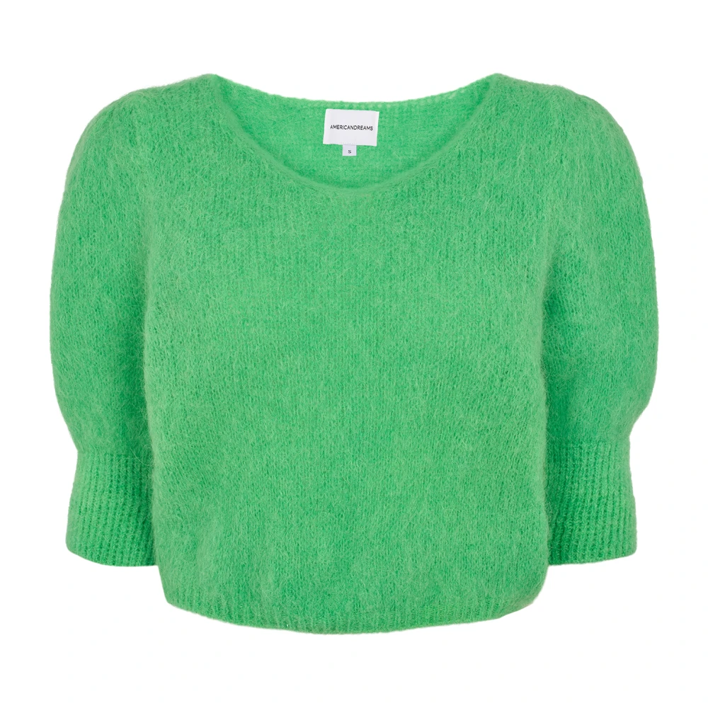 American Dreams Heldergroene Alpaca Pullover Stijlvolle Gebreide Kleding Green Dames