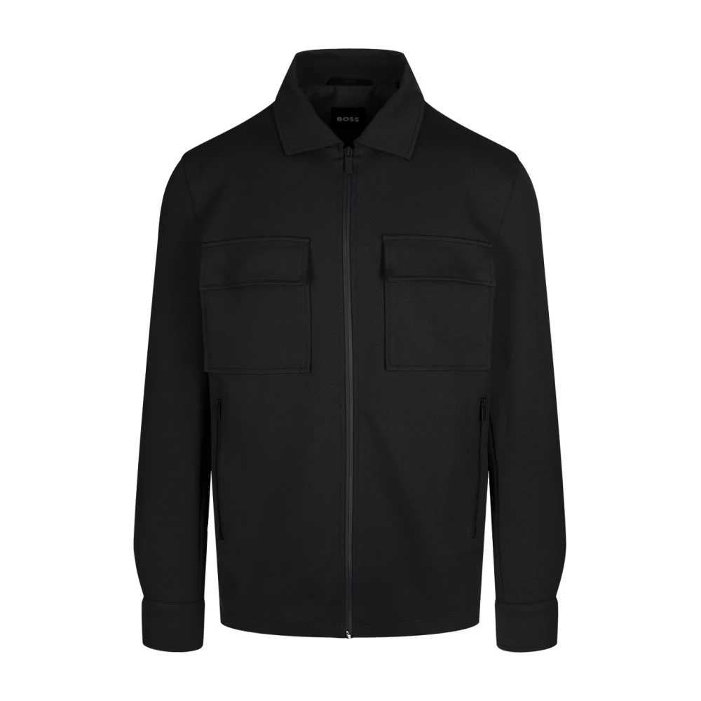 Hugo Boss Svart Bomullsblandat Herrkläder Overshirt Black, Herr