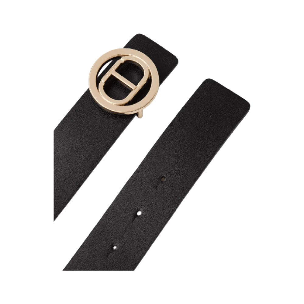 Twinset Omkeerbare leren riem zwart bordeaux Black Unisex