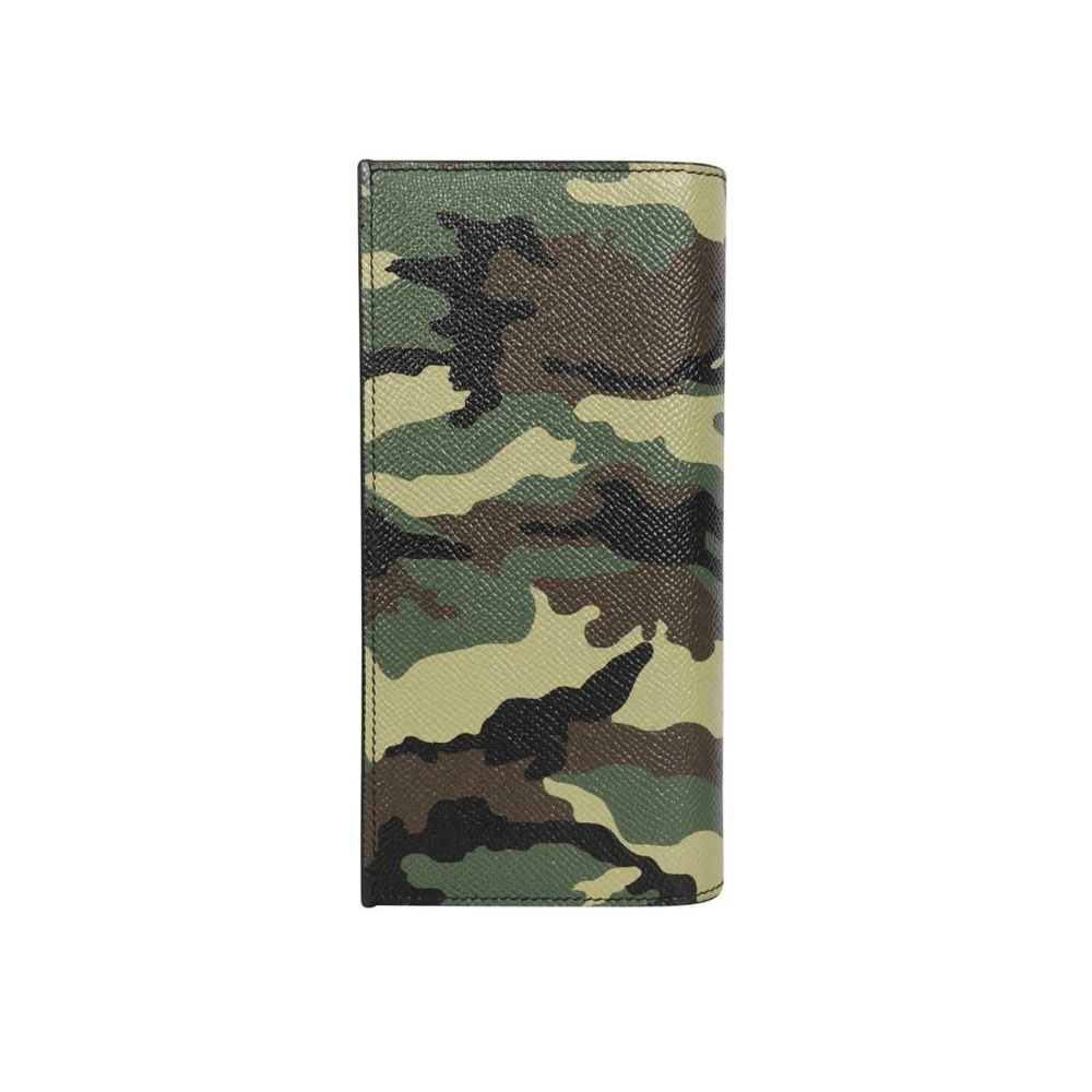 Dolce & Gabbana Camouflage Leren Portemonnee Green Heren