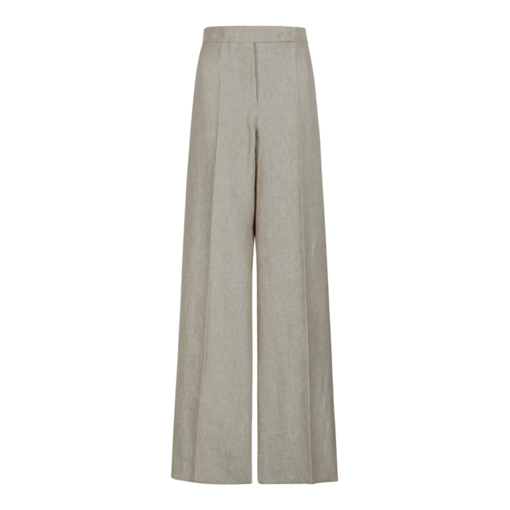 Max Mara Women's Beige Wide Trousers, Xs, Linen Wide-Leg Trousers