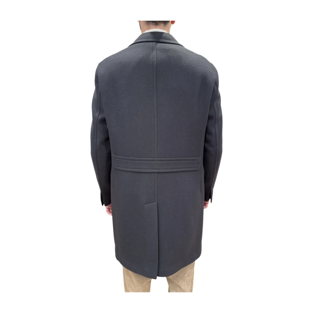 Boglioli Nachtblauwe Jas met Diagonaal Weefsel Black Heren