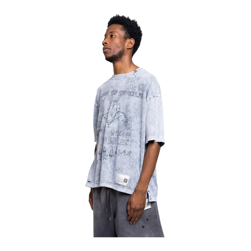Mihara Yasuhiro Grijze Gebleekte Tee Avant-Garde Stijl Blue Heren