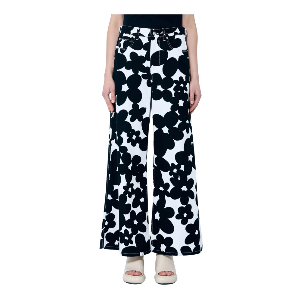 Marni Dillies Print Katoenen Broek Black Dames