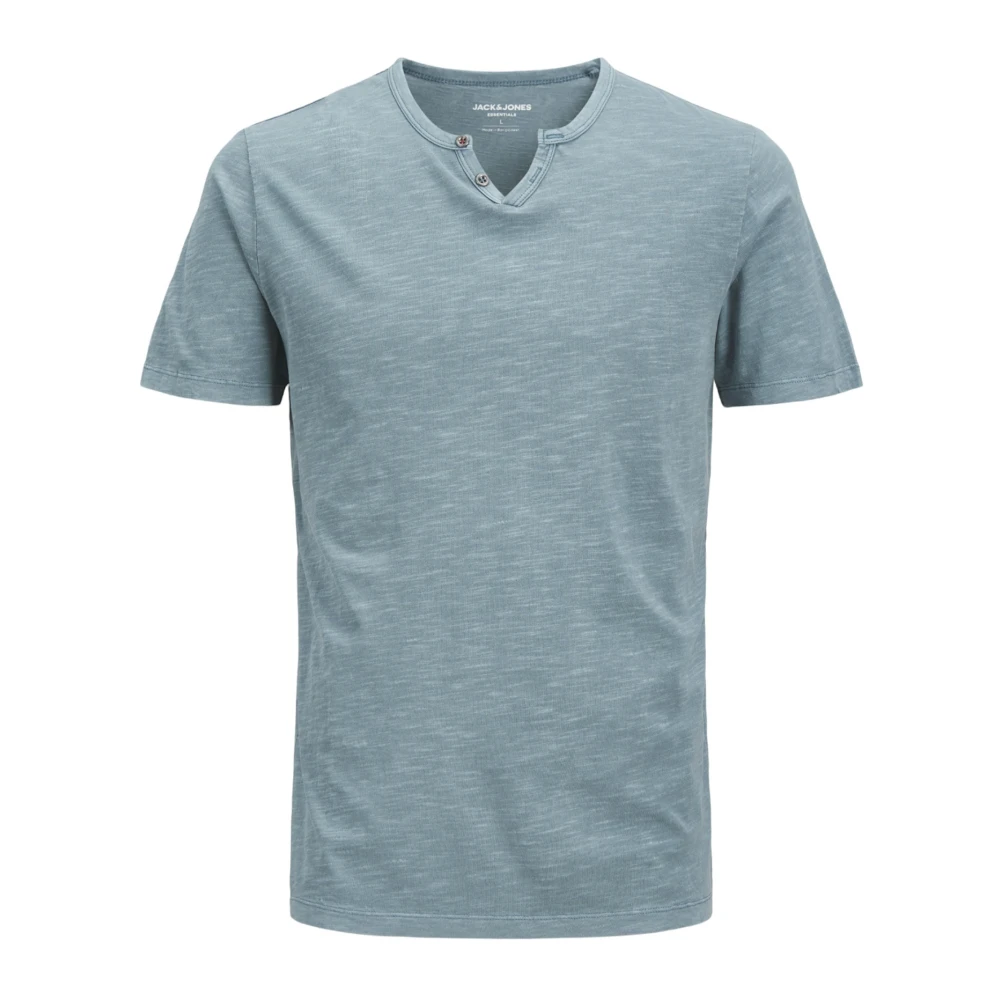 jack & jones Split Neck Heren T-shirt Blue Heren