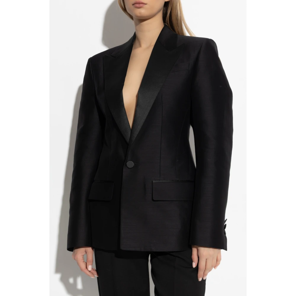 Dsquared2 Blazer met satijnen inzetstukken Black Dames