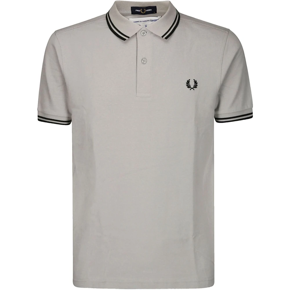 Comme Des Garçons Men's Grey Polo Shirt With Logo Embroidery
