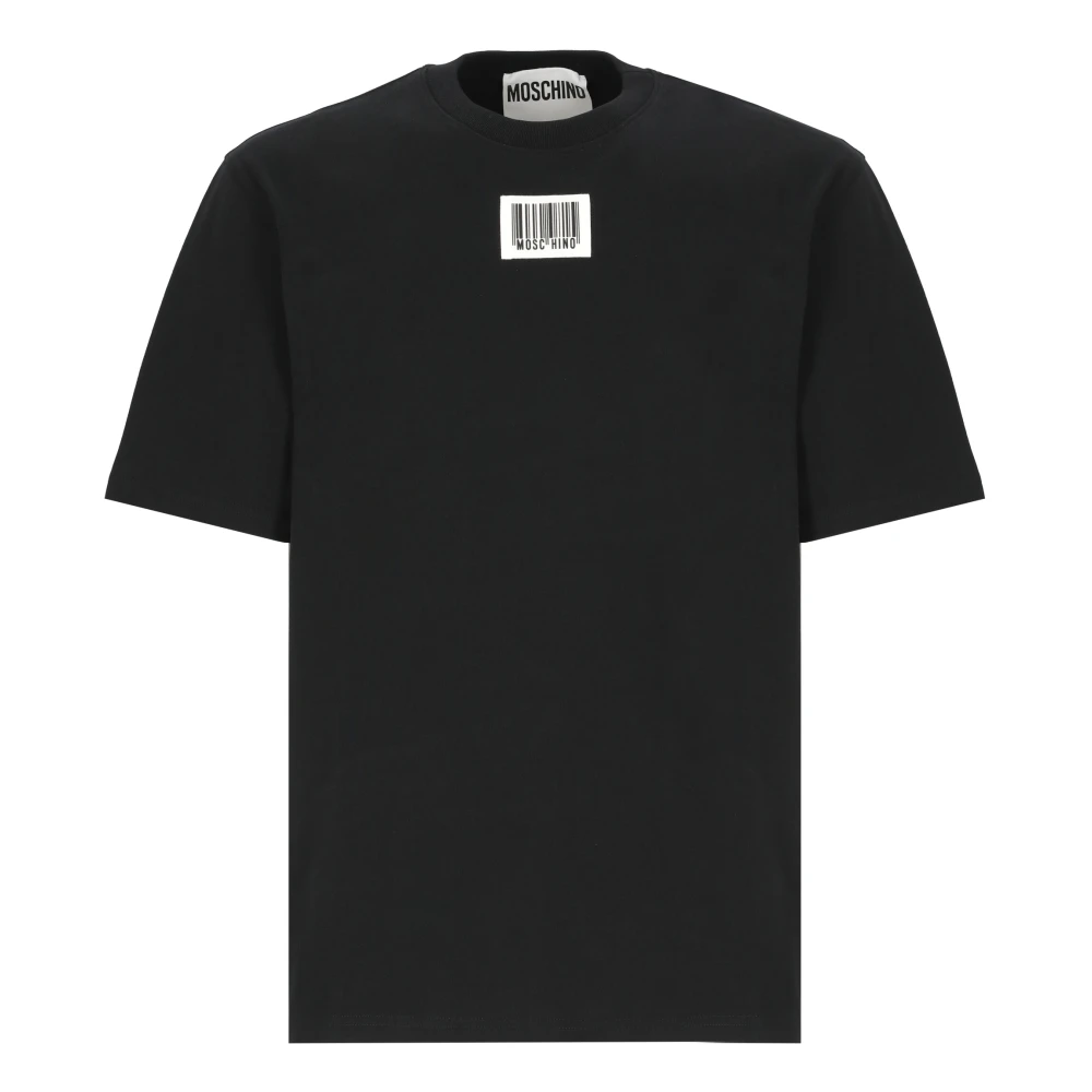 Moschino Zwart T-shirt met Logo Patch Black Heren