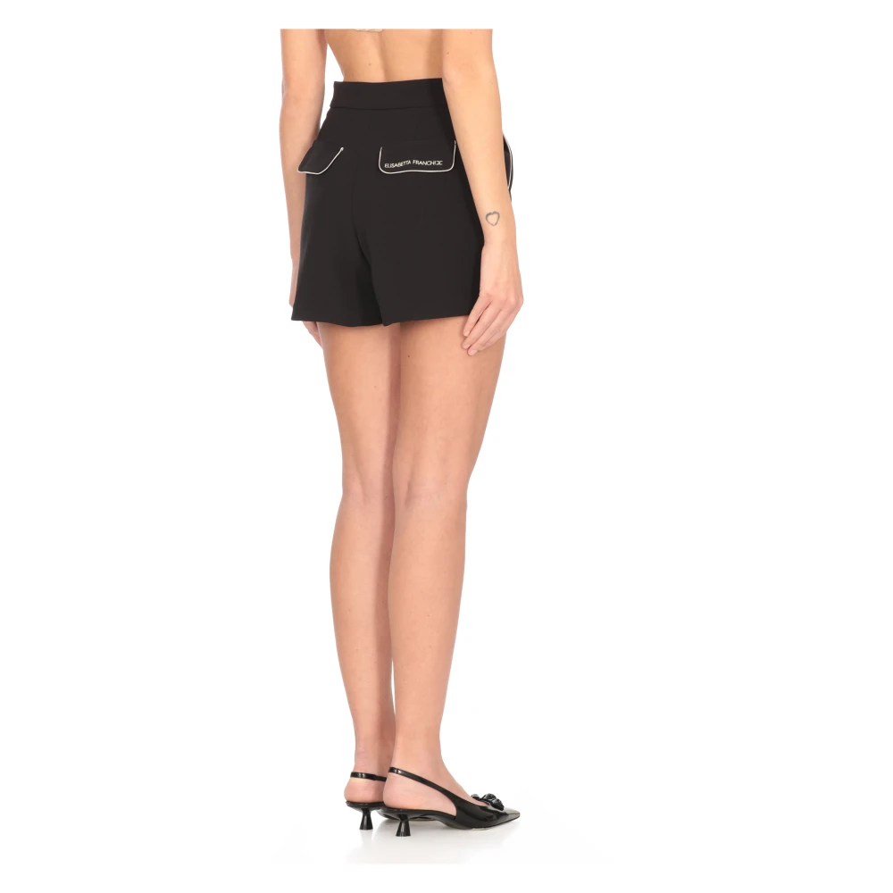 Elisabetta Franchi Zwarte Shorts met Zakken en Rits Black Dames