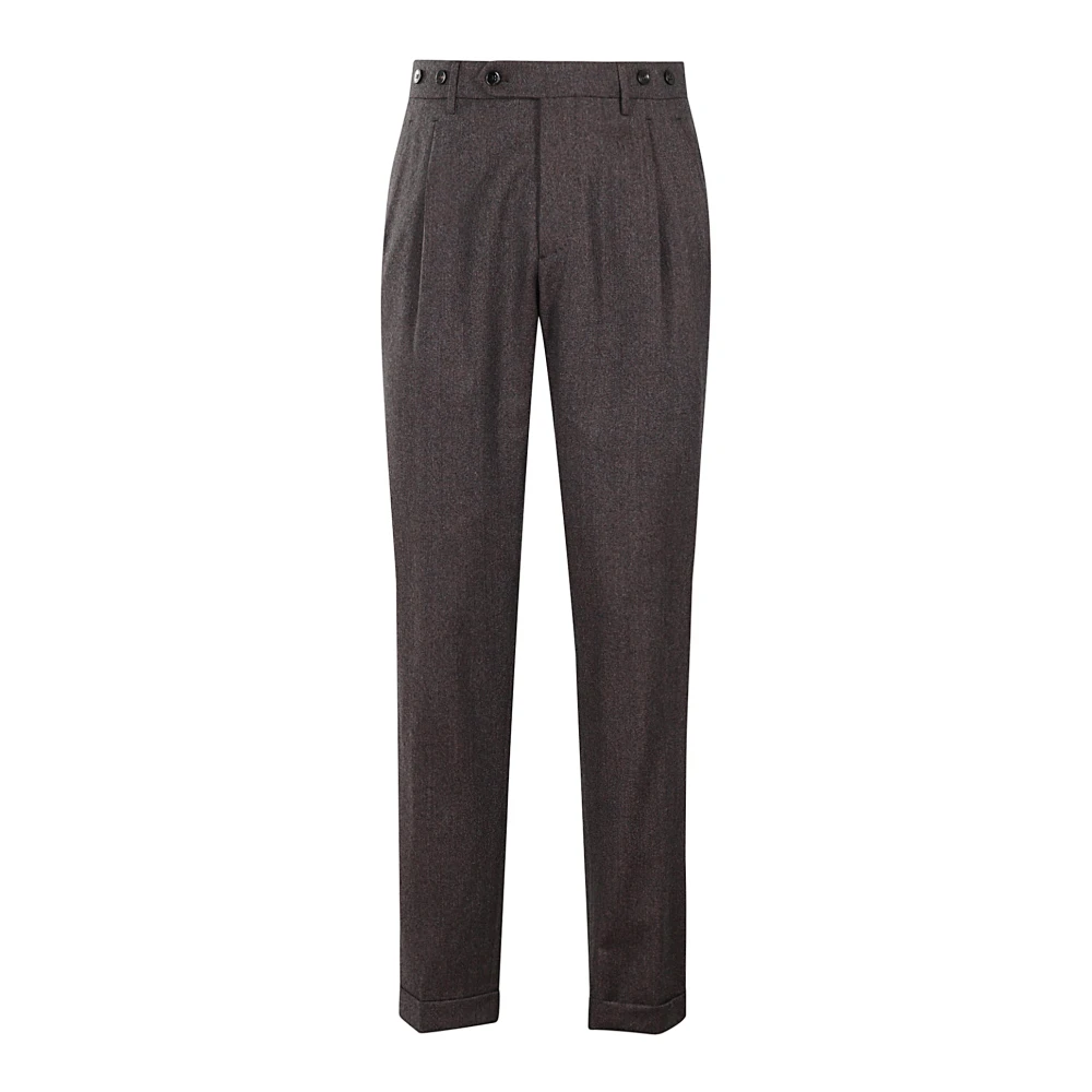 Berwich Lange Broek in Licht Melange Lana Brown Heren