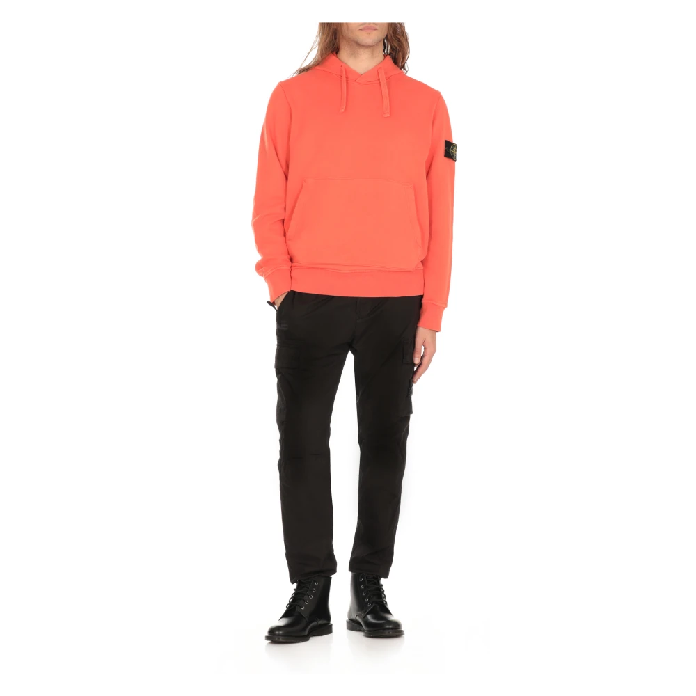 Stone Island Oranje Katoenen Hoodie met Logopatch Orange Heren