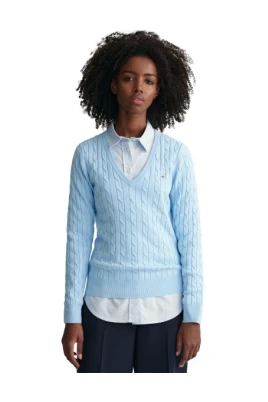 Twisted Cotton V-Neck Tröja