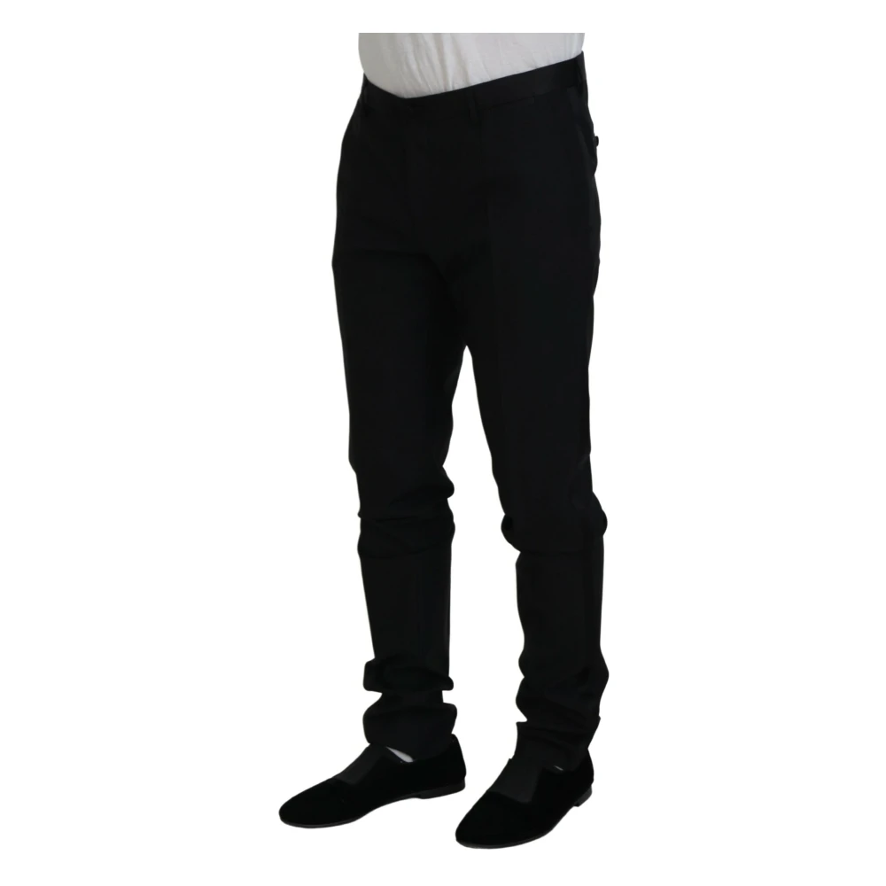 Dolce & Gabbana Elegante Zwarte Wollen Broek Black Heren