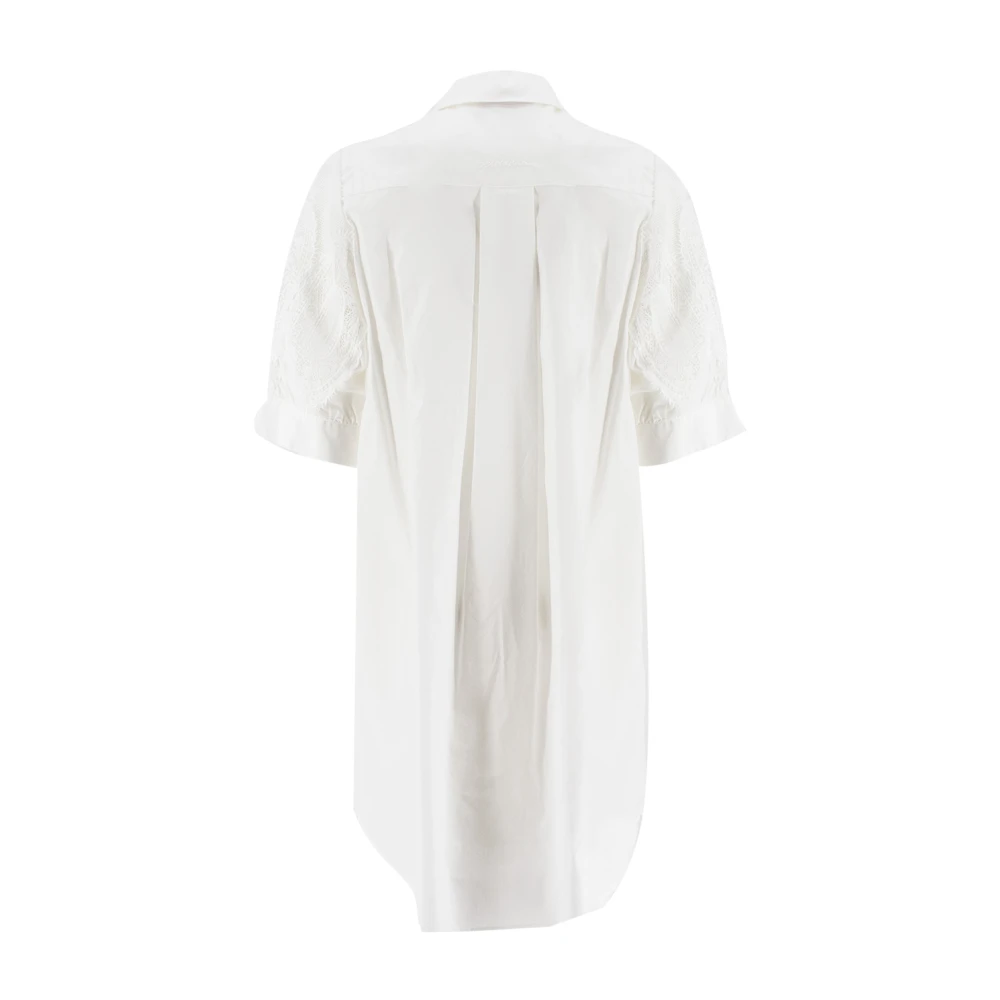 Ermanno Scervino Midi Jurk met Macramé Kant Mouwen White Dames
