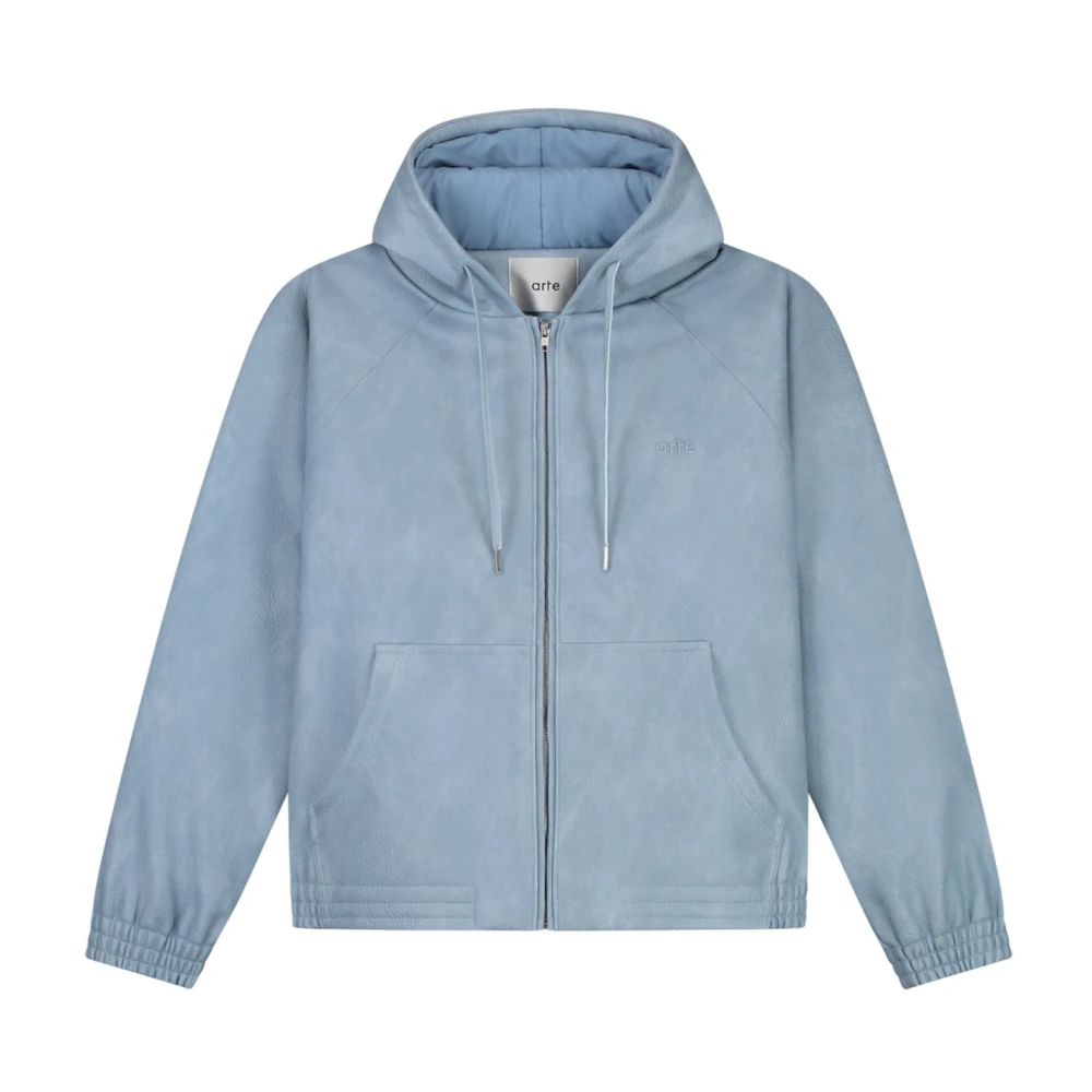 Arte Antwerp Blauw Leren Hoodie Jas Blue Heren