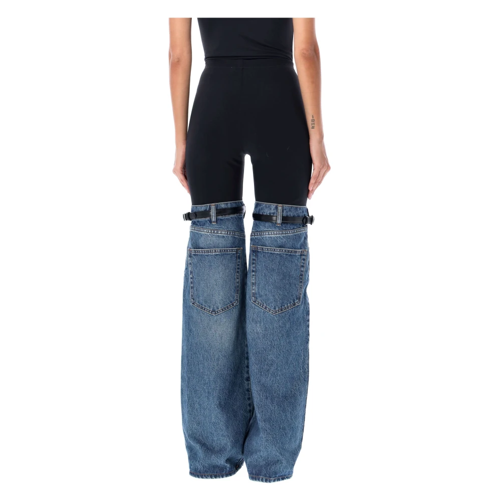 Coperni Hybride Denim Leggings Zwart Blauw Blue Dames